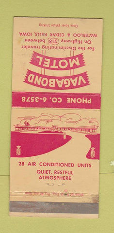 Matchbook Cover - Vagabond Motel between Waterloo Cedar Falls IA WEAR 30 Strike
