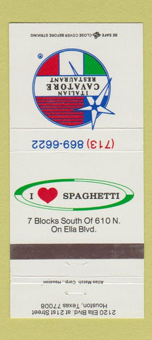 Matchbook Cover - Cavatore Italian Restaurant Houston TX 30 Strike