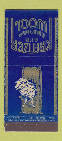 Matchbook Cover - Kratzer and Company Wool Philadelphia Boston 21 Strike Feature