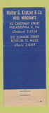 Matchbook Cover - Kratzer and Company Wool Philadelphia Boston 21 Strike Feature