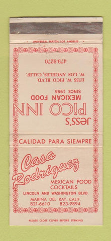 Matchbook Cover - Casa Rodriguez Mexican Food Marina Del Rey CA WEAR 30 Strike
