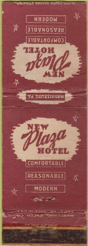 Matchbook Cover - New Plaza Hotel Harrisburgh PA POOR BACK