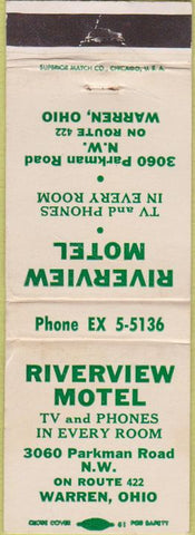 Matchbook Cover - Riverview Motel Warren OH