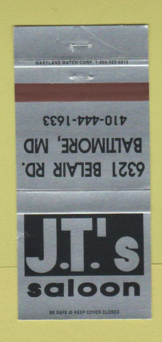 Matchbook Cover - JT's Saloon Baltimore MD 30 Strike