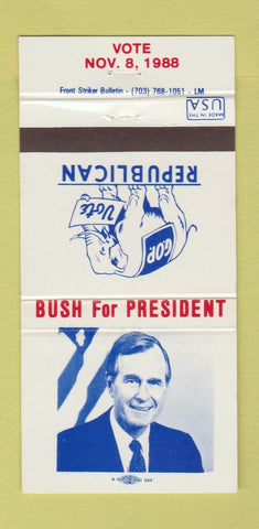 Matchbook Cover - George Bush for President 1988 30 Strike