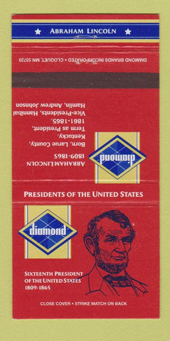 Matchbook Cover - Diamond Presidents Abraham Lincoln 30 Strike