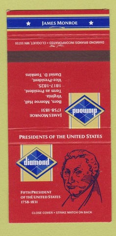 Matchbook Cover - Diamond Presidents James Monroe 30 Strike