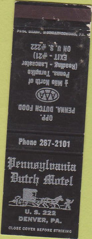Matchbook Cover - Pennsylvania Dutch Motel Denver PA