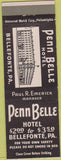 Matchbook Cover - Penn Belle Hotel Bellefonte PA