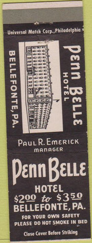 Matchbook Cover - Penn Belle Hotel Bellefonte PA