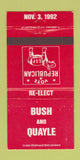 Matchbook Cover - George Bush for President 1988 Dan Quayle 30 Strike