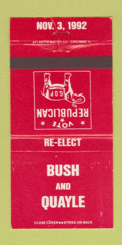 Matchbook Cover - George Bush for President 1988 Dan Quayle 30 Strike