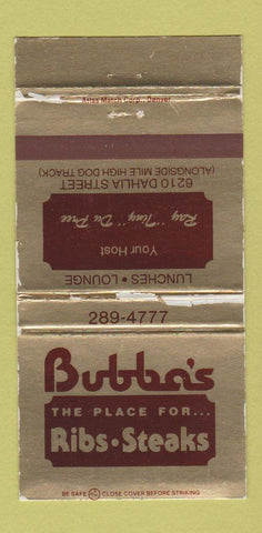 Matchbook Cover - Bubba's Steaks Denver Colorado WEAR 30 Strike