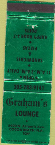 Matchbook Cover - Graham's Lounge Cocoa Beach FL