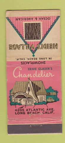 Matchbook Cover - Heidi's Village Long Beach CA WORN 21 Strike Feature