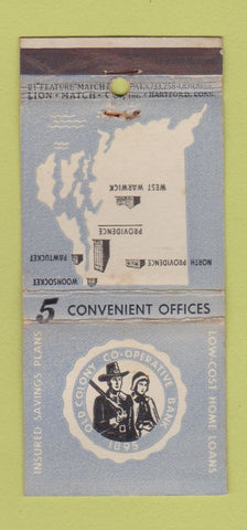 Matchbook Cover - Colony COOP Bank Providence RI WEAR 21 Strike Feature