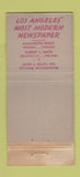 Matchbook Cover - Los Angeles CA Daily News WEAR 30 Stick