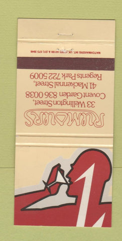Matchbook Cover - Rumours Regents Park London? 30 Strike