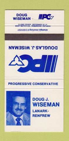Matchbook Cover - Doug Wiseman Lanark Renfrew ON election 30 Strike
