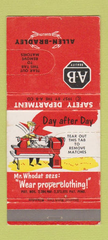 Matchbook Cover - Allen bradley Safety Department 30 Strike