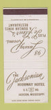 Matchbook Cover - Jacksonian Highway Hotel Jackson MS WEAR 30 Strike