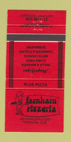 Matchbook Cover - Farnham Pizza Farnham QC 30 Strike