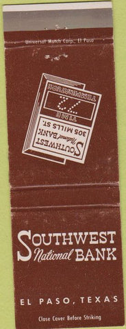 Matchbook Cover - Southwest National Bank El Paso TX