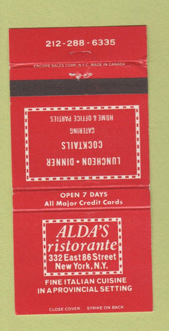 Matchbook Cover - Alda's Ristorante Italian New York City 30 Strike
