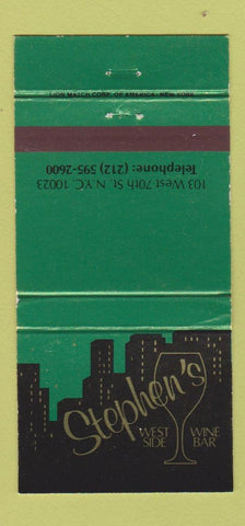 Matchbook Cover - Stephen's Wine Bar New York City 30 Strike