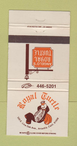 Matchbook Cover - Angelo's Royal Turtle Arcadia CA 30 Strike