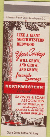 Matchbook Cover - Northwester Federal Savings Washington DC