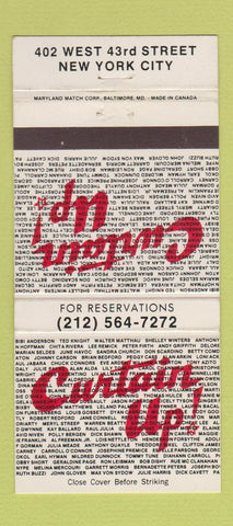 Matchbook Cover - Curtain Up New York City 30 Strike