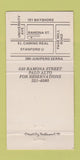 Matchbook Cover - Chantilly French Restaurant Palo Alto CA 30 Strike