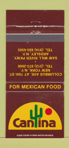 Matchbook Cover - Cantina Mexican Food New York City Ardsley NY 30 Strike