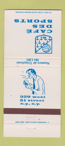 Matchbook Cover - Cafe Des Sports New York City 30 Strike