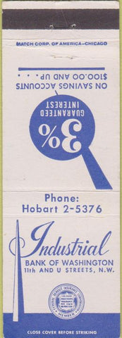 Matchbook Cover - Industrial Bank of Washington DC