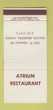Matchbook Cover - Atrium Restaurant Rolling Meadows IL 30 Strike