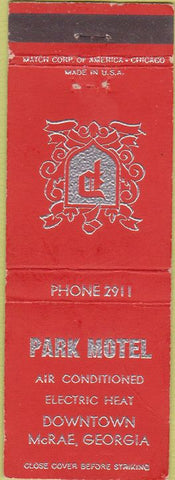 Matchbook Cover - Park Motel McRae GA