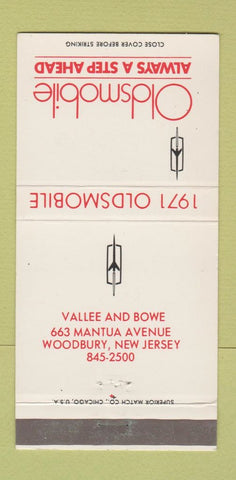 Matchbook Cover - 1971 Oldsmobile Woodbury NJ 30 Strike