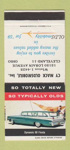 Matchbook Cover - 1959 Oldsmobile 88 Fiesta Cleveland OH Cy Mack 30 Strike