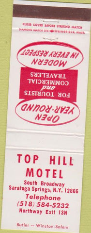 Matchbook Cover - Top Hill Motel Saratoga Springs NY