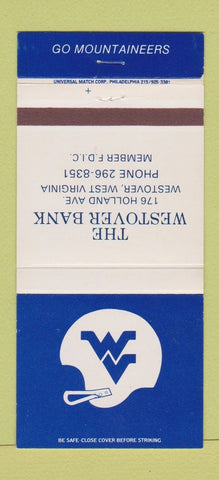 Matchbook Cover - West Virginia Mountaineers Football Westover WV Bank 30 Strike