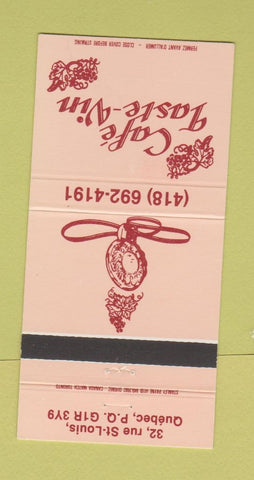 Matchbook Cover - Cafe Taste Vin Quebec QC 30 Strike