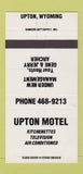 Matchbook Cover - Upton Motel WY WHITE 30 Strike