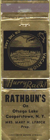 Matchbook Cover - Rathbun's Otsego Lake Cooperstown NY