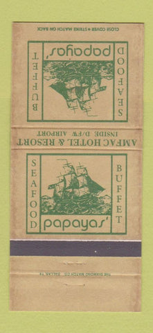 Matchbook Cover - Papayas' Buffet Seafood Dallas Fort Worth TX Airport 30 Strike