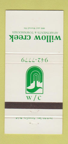 Matchbook Cover - Willow Creek Apartments Kansas City? 30 Strike