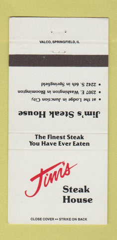 Matchbook Cover - Jim's Steak House Springfield Bloomington IL 30 Strike