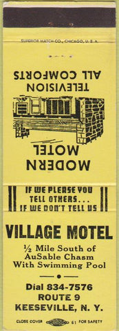 Matchbook Cover - Village Motel Keeseville NY