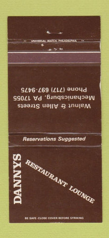 Matchbook Cover - Dannys Resaturant Mechanicsburg PA WEAR 30 Strike